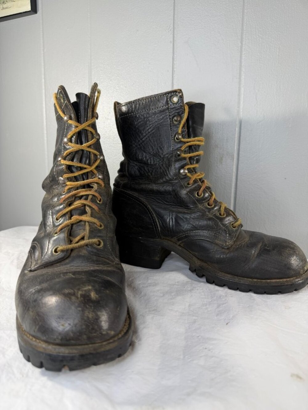 Vintage Herman Santa Rosa Logger Leather Boots Lace up Womens sz 5 USA